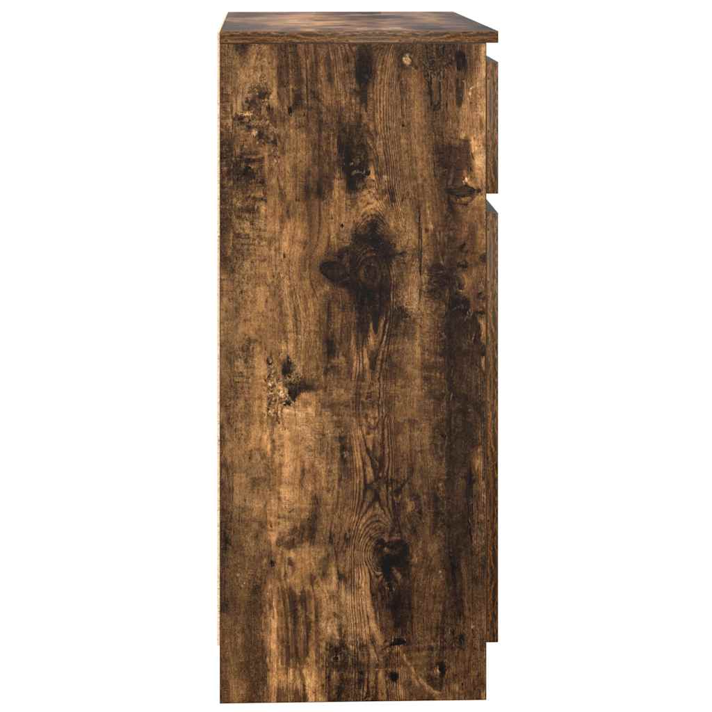 skænk med skuffe 71x35x84 cm konstrueret træ røget egetræ