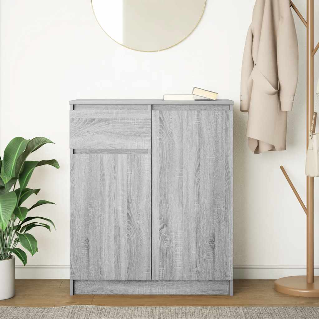 skænk med skuffe 71x35x84 cm konstrueret træ grå sonoma-eg