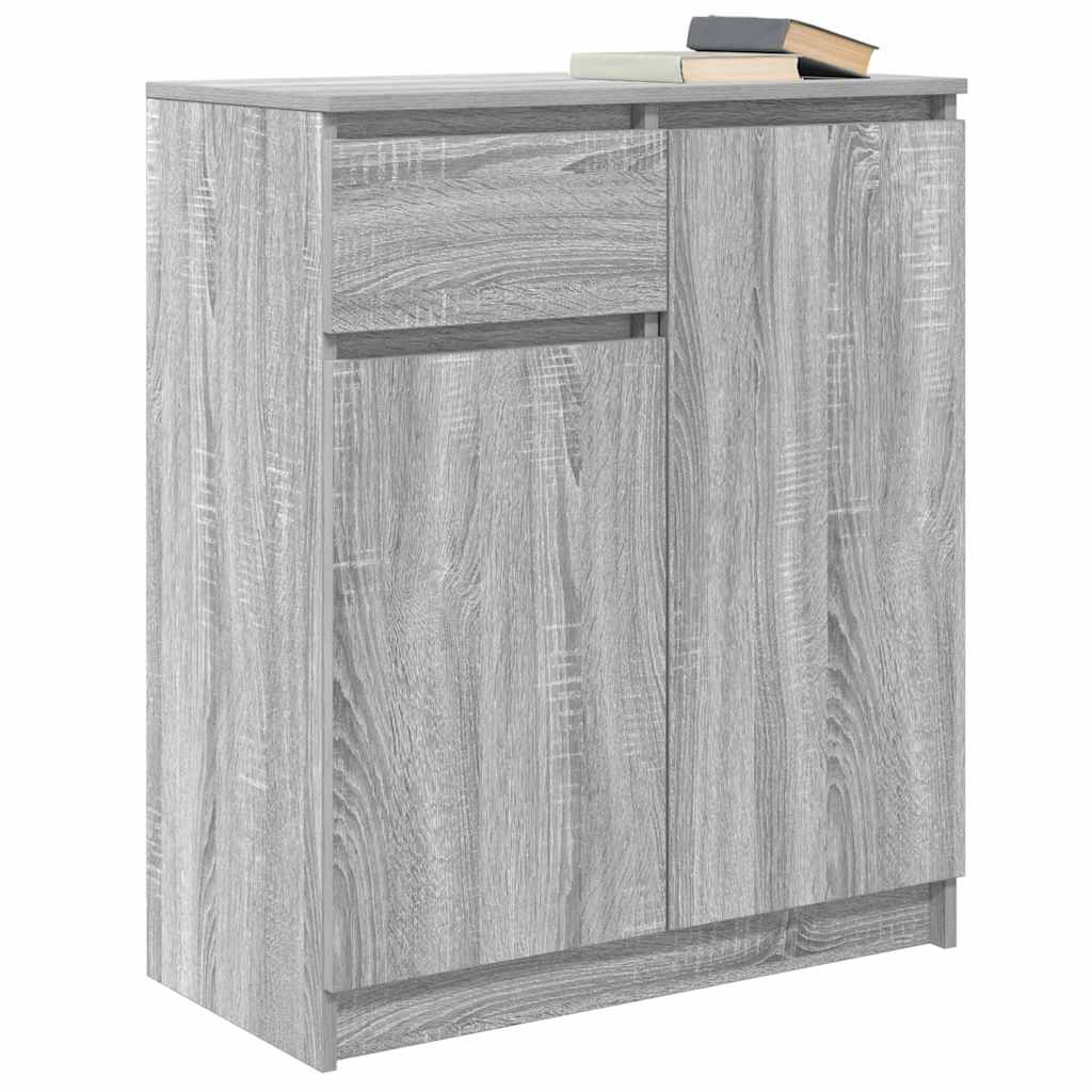 skænk med skuffe 71x35x84 cm konstrueret træ grå sonoma-eg