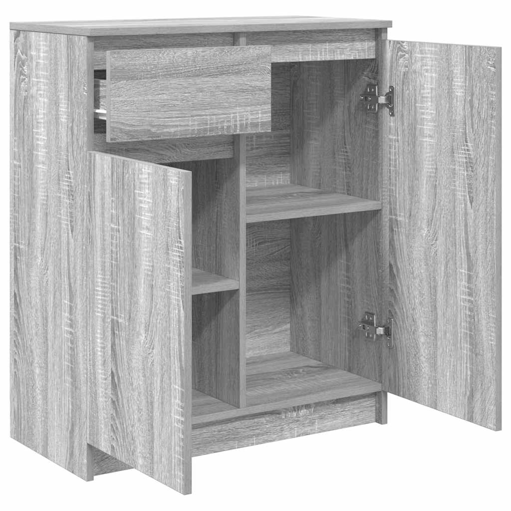 skænk med skuffe 71x35x84 cm konstrueret træ grå sonoma-eg