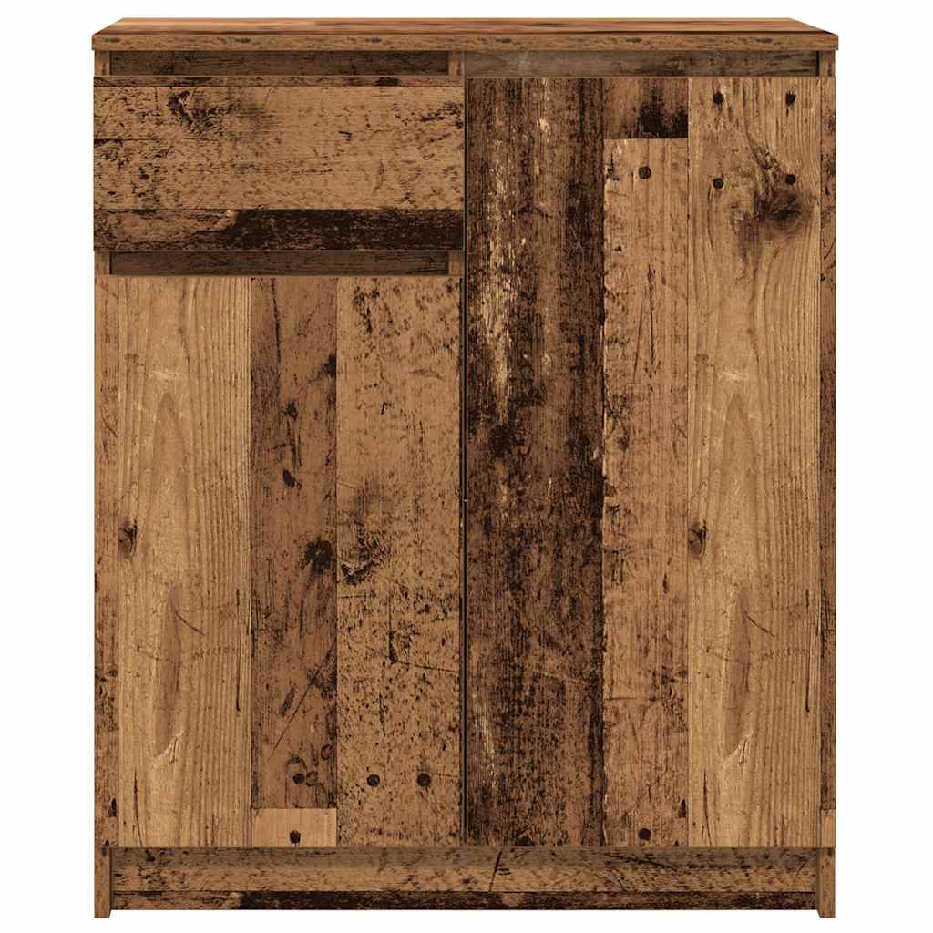 skænk med skuffe 71x35x84 cm konstrueret træ antikt træ