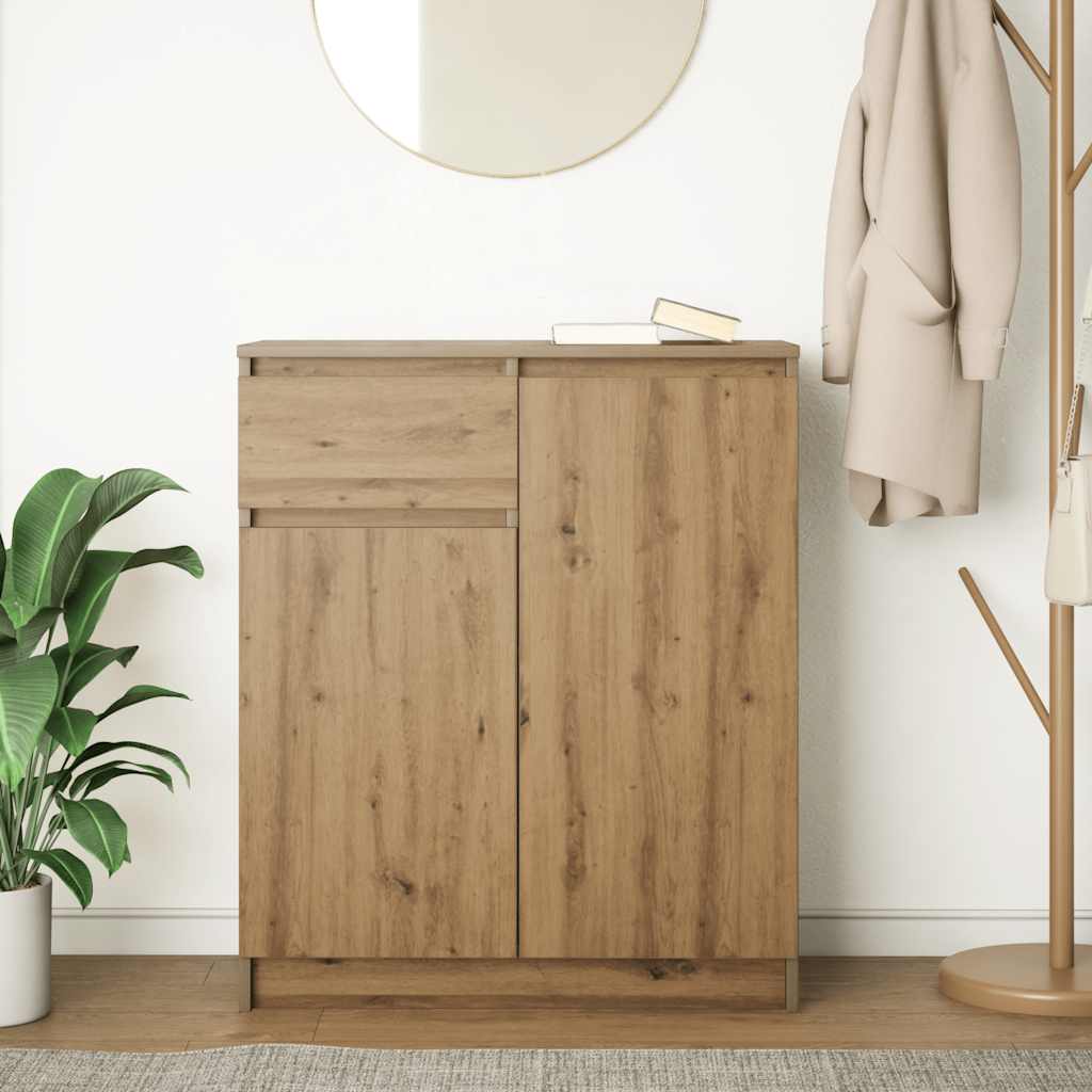 skænk med skuffe 71x35x84 cm konstrueret træ kunsteg
