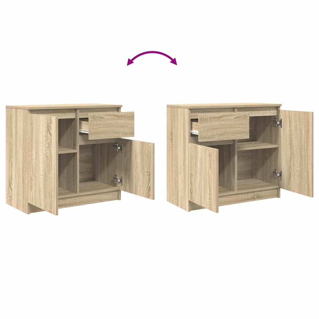 skænk med skuffe 71x35x65 cm konstrueret træ sonoma-eg