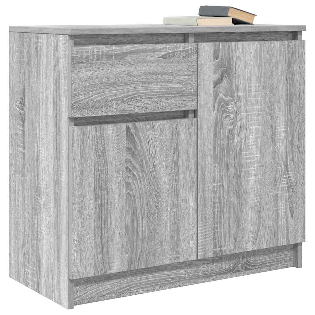 skænk med skuffe 71x35x65 cm konstrueret træ grå sonoma-eg