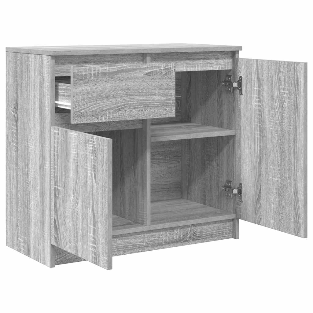 skænk med skuffe 71x35x65 cm konstrueret træ grå sonoma-eg