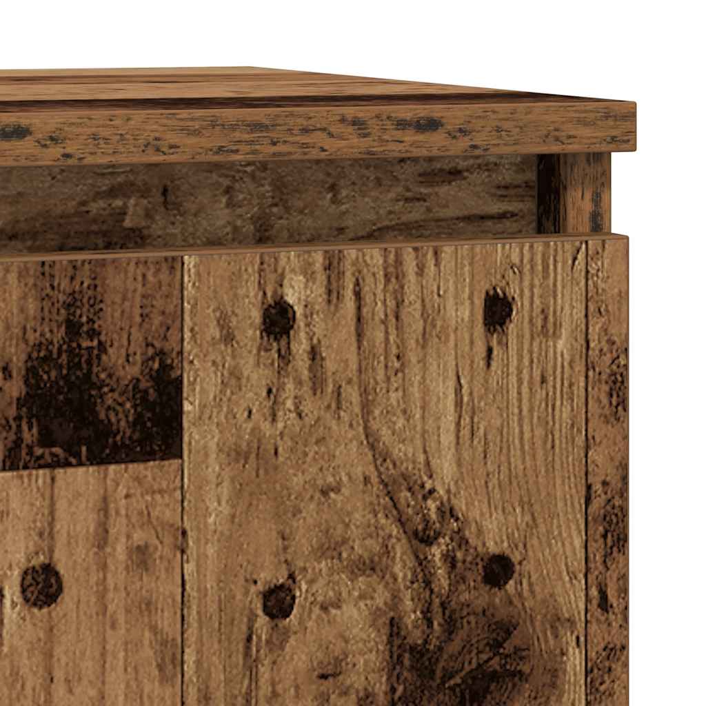 skænk med skuffe 71x35x65 cm konstrueret træ antikt træ