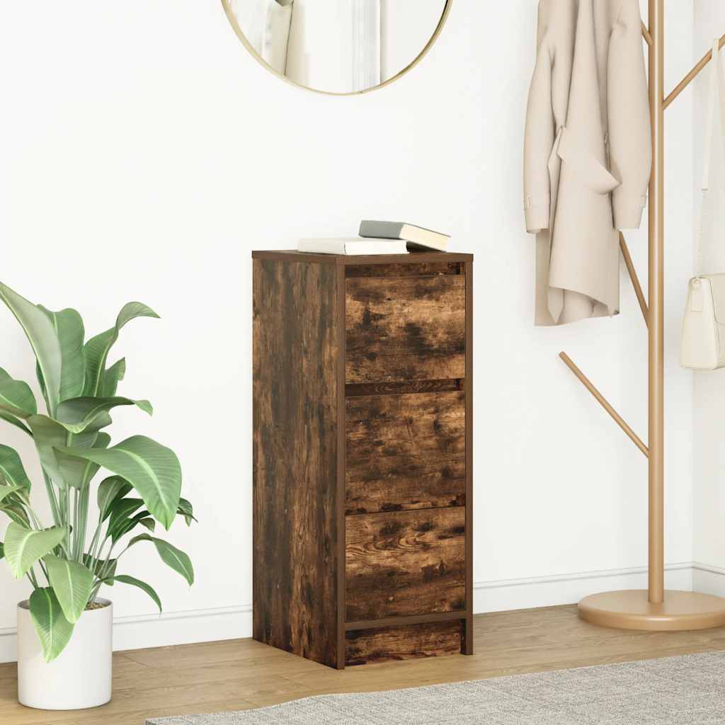 skænk 29,5x34x76 cm konstrueret træ røget egetræsfarve