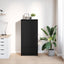skab med skuffe 55,5x34x119,5 cm konstrueret træ sort-eg