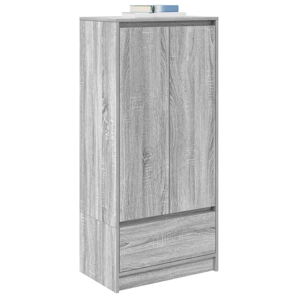 skab med skuffe 55,5x34x119,5 cm konstrueret træ grå sonoma-eg