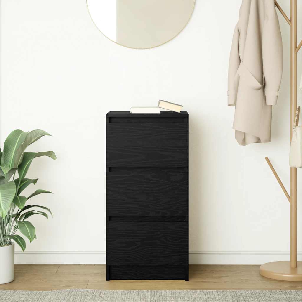 skænk 37,5x35x76 cm konstrueret træ sort egetræsfarve