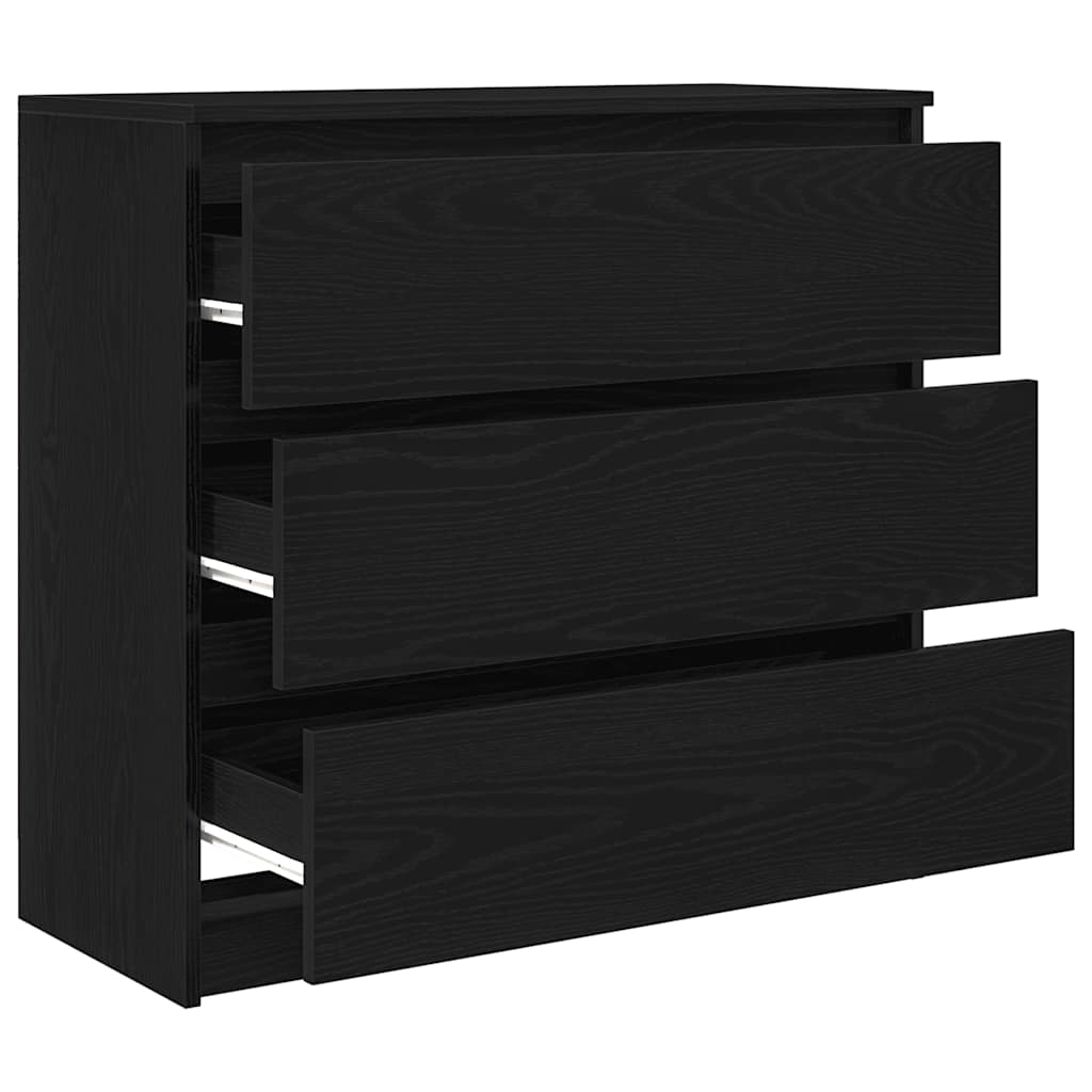 skænk 80x35x76 cm konstrueret træ sort egetræsfarve