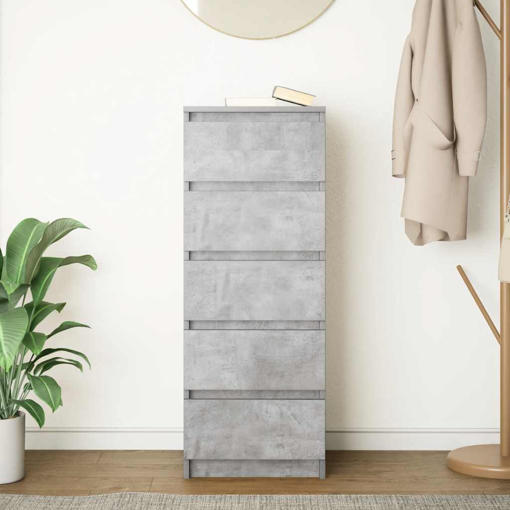 skænk med skuffer 37,5x35x99 cm konstrueret træ betongrå