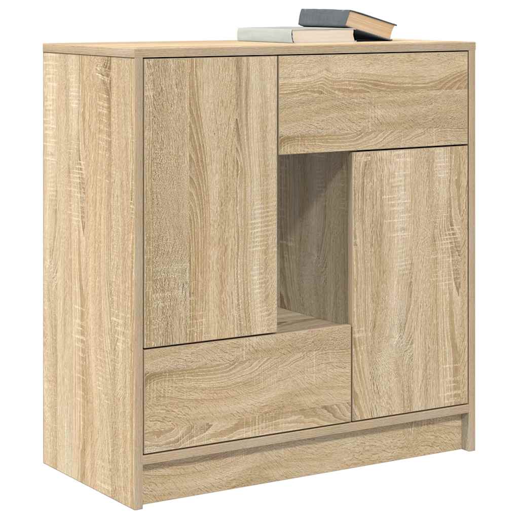skænk med skuffer og låger 70,5x34x74,5 cm sonoma-eg