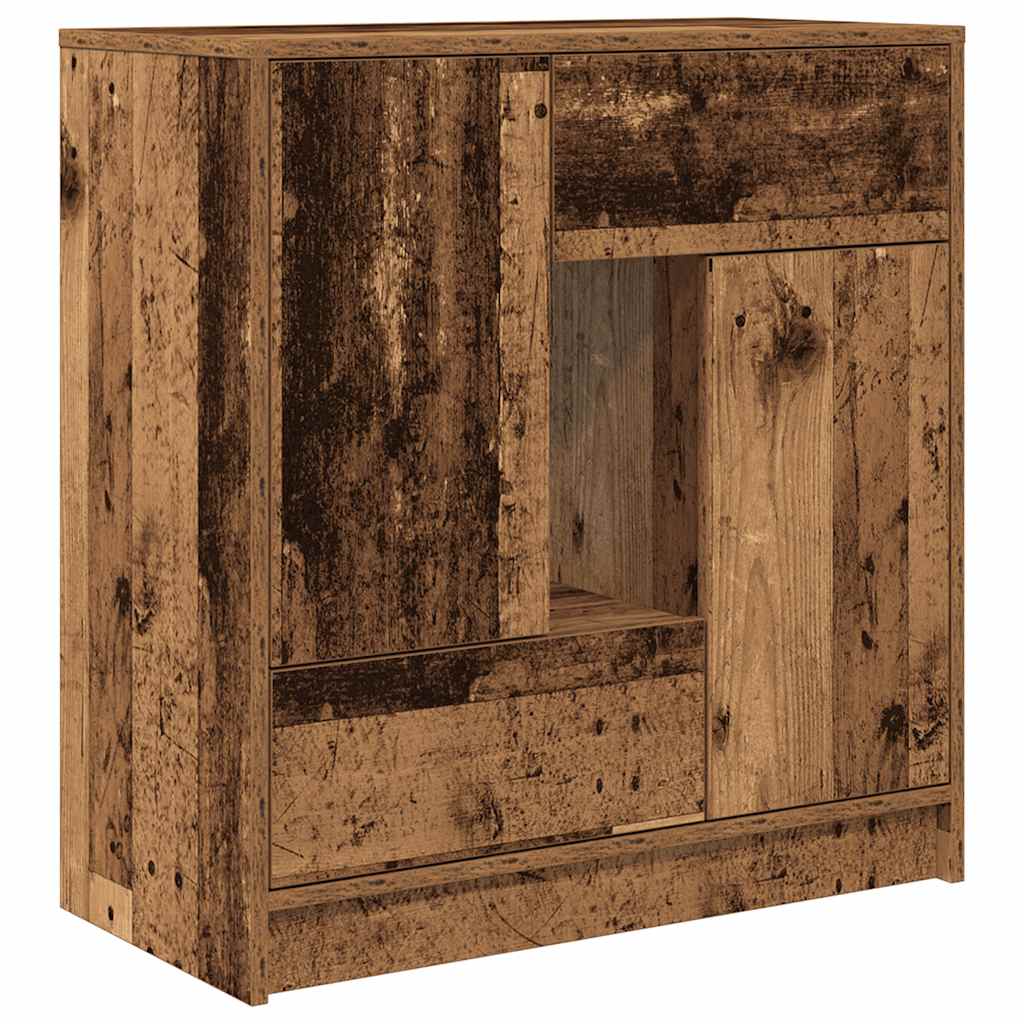 skænk med skuffer og låger 70,5x34x74,5 cm antikt træ
