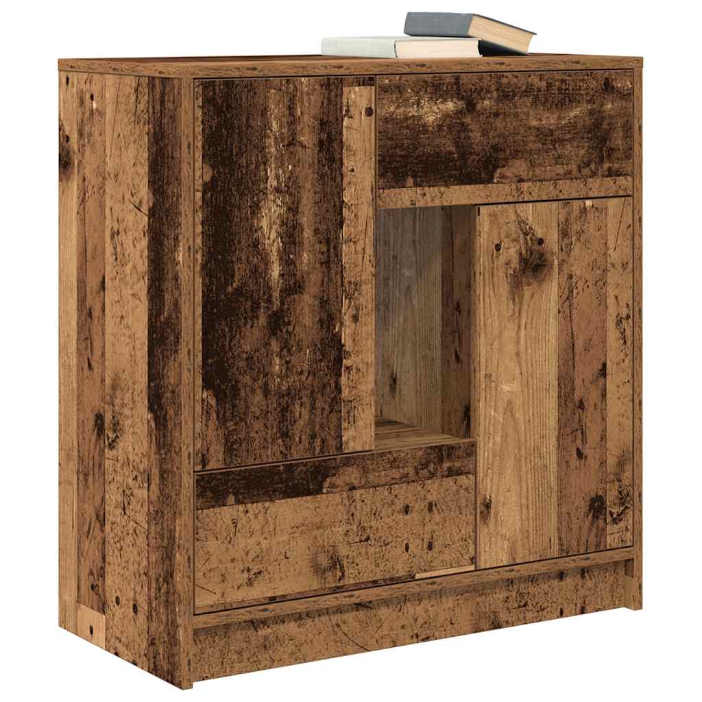 skænk med skuffer og låger 70,5x34x74,5 cm antikt træ
