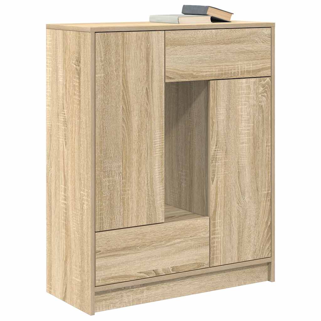 skænk med skuffer og låger 73x31x90 cm sonoma-eg