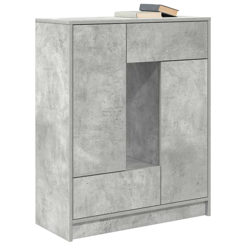 skænk med skuffer og låger 73x31x90 cm betongrå
