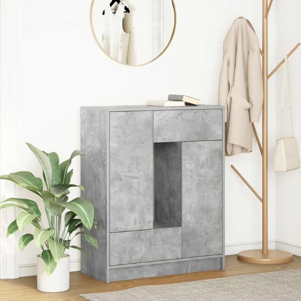 skænk med skuffer og låger 73x31x90 cm betongrå