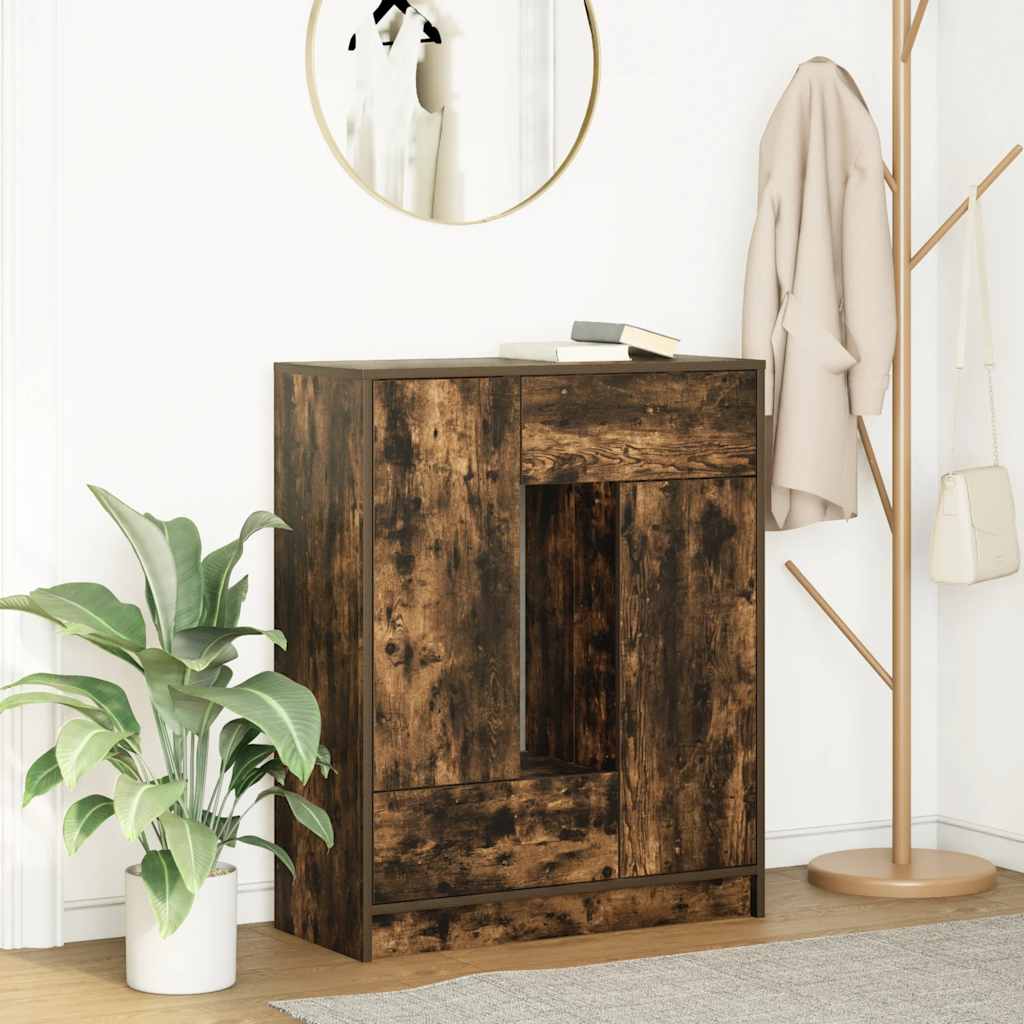 skænk med skuffer og låger 73x31x90 cm røget egetræ