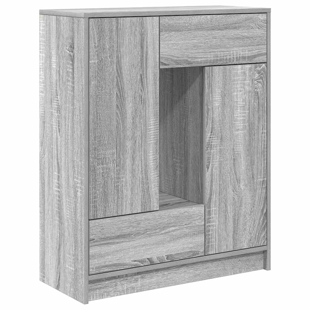 skænk med skuffer og låger 73x31x90 cm grå sonoma-eg