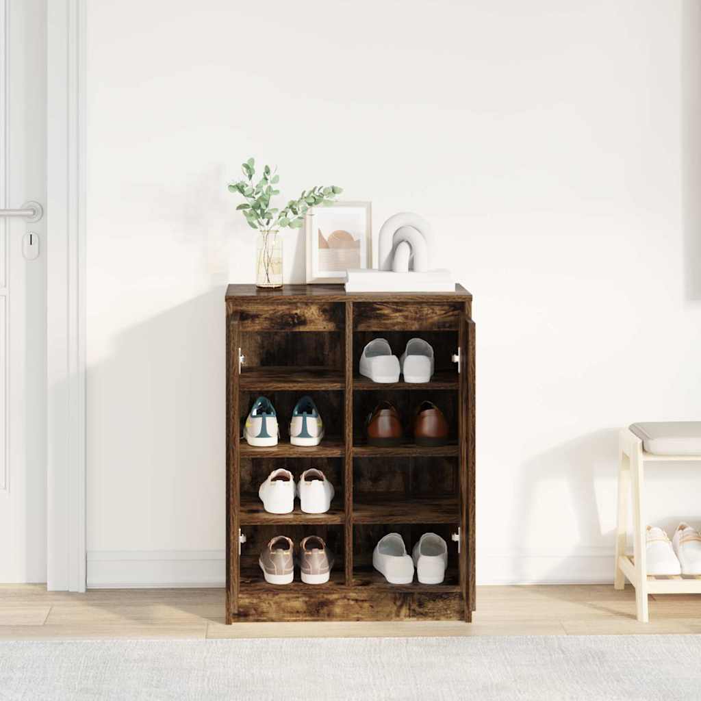 skoskab 57x34x76 cm konstrueret træ røget egetræsfarve