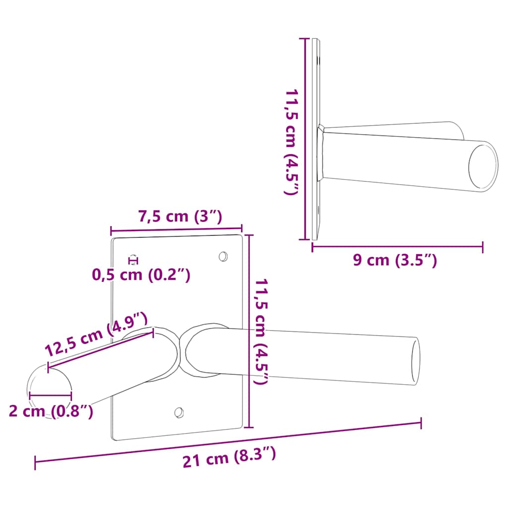 Flag Pol Holde Sort 11,5 x 7,5 x 0,2 cm Stål