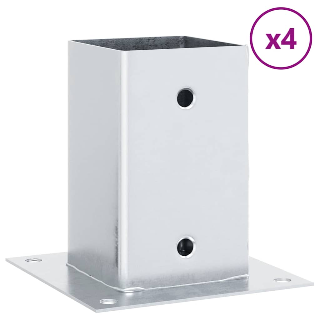stolpefødder firkantet 4 stk. 91x91 mm galvaniseret stål