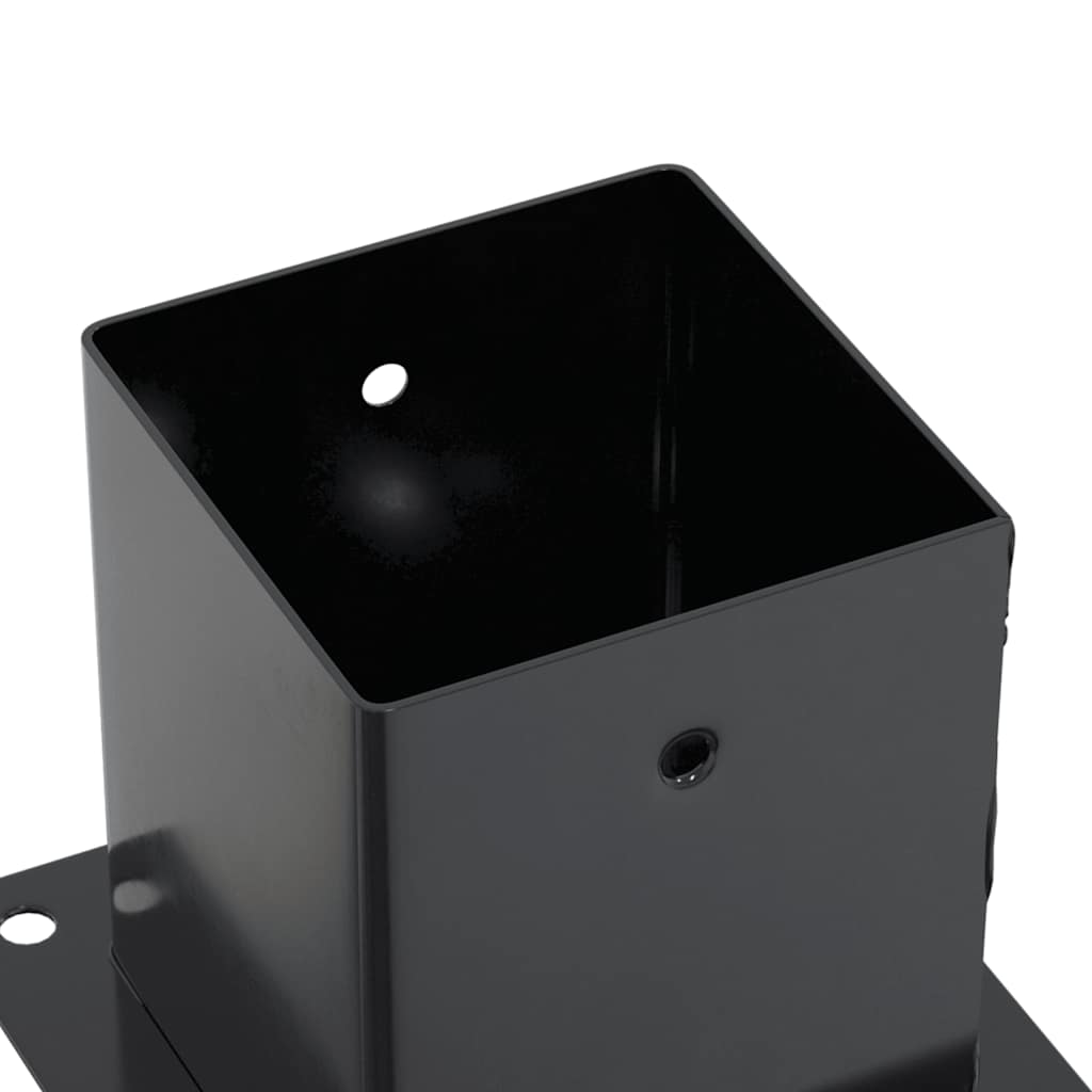 stolpefødder firkantet 4 stk. 121x121 mm pulverlakeret stål