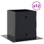 stolpefødder firkantet 12 stk. 121x121 mm pulverlakeret stål