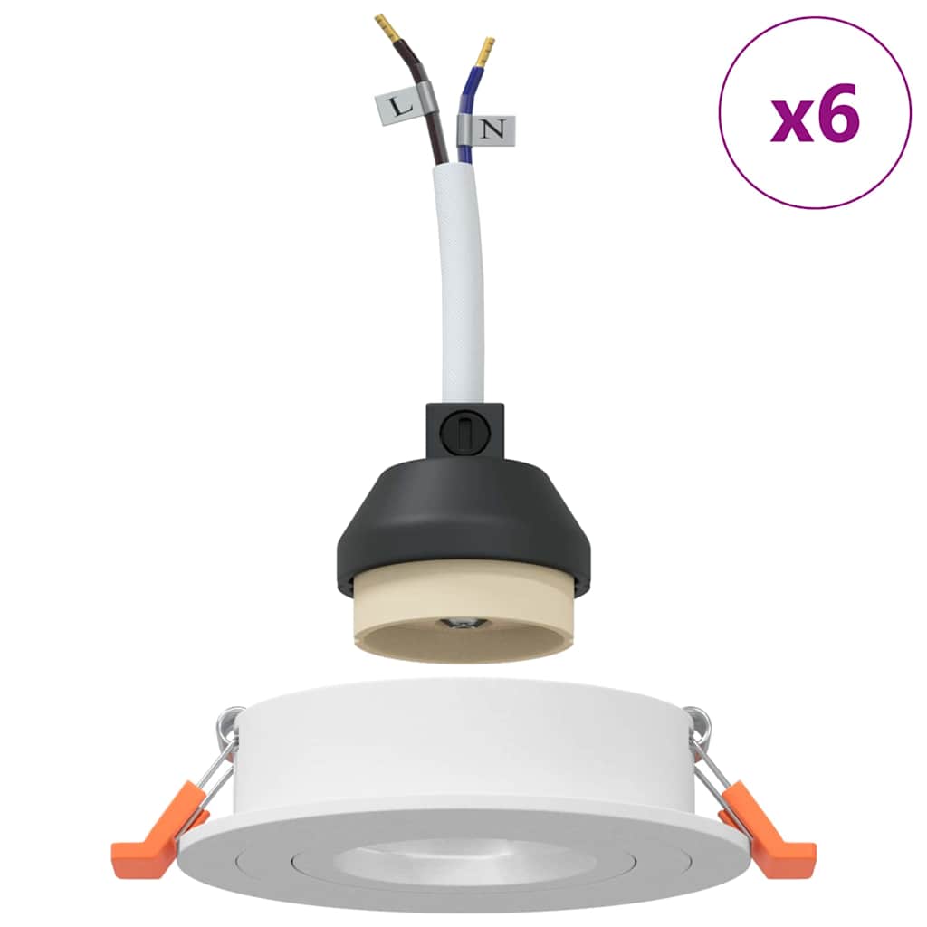 Spotlight 6 pcs Hvid 9 x 9 x 2 cm Aluminium