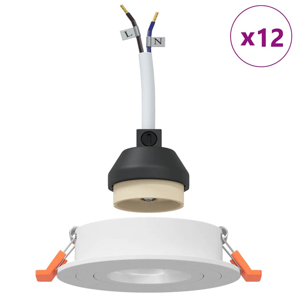 Spotlight 12 pcs Hvid 9 x 9 x 2 cm Aluminium
