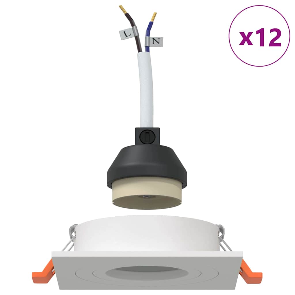 Spotlight 12 pcs Hvid 9 x 9 x 2 cm Aluminium