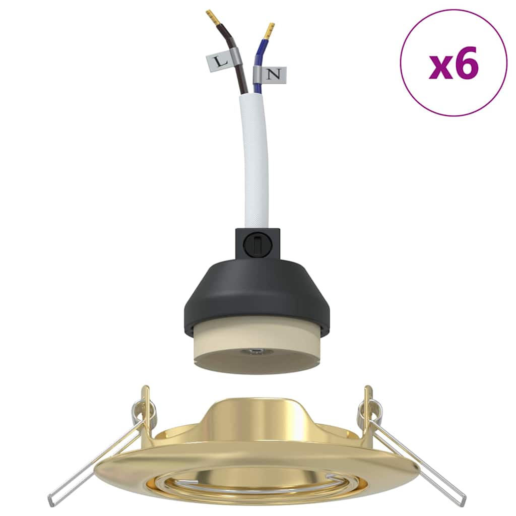 Spotlight 6 pcs Guld 9 x 9 x 2.5 cm Metal