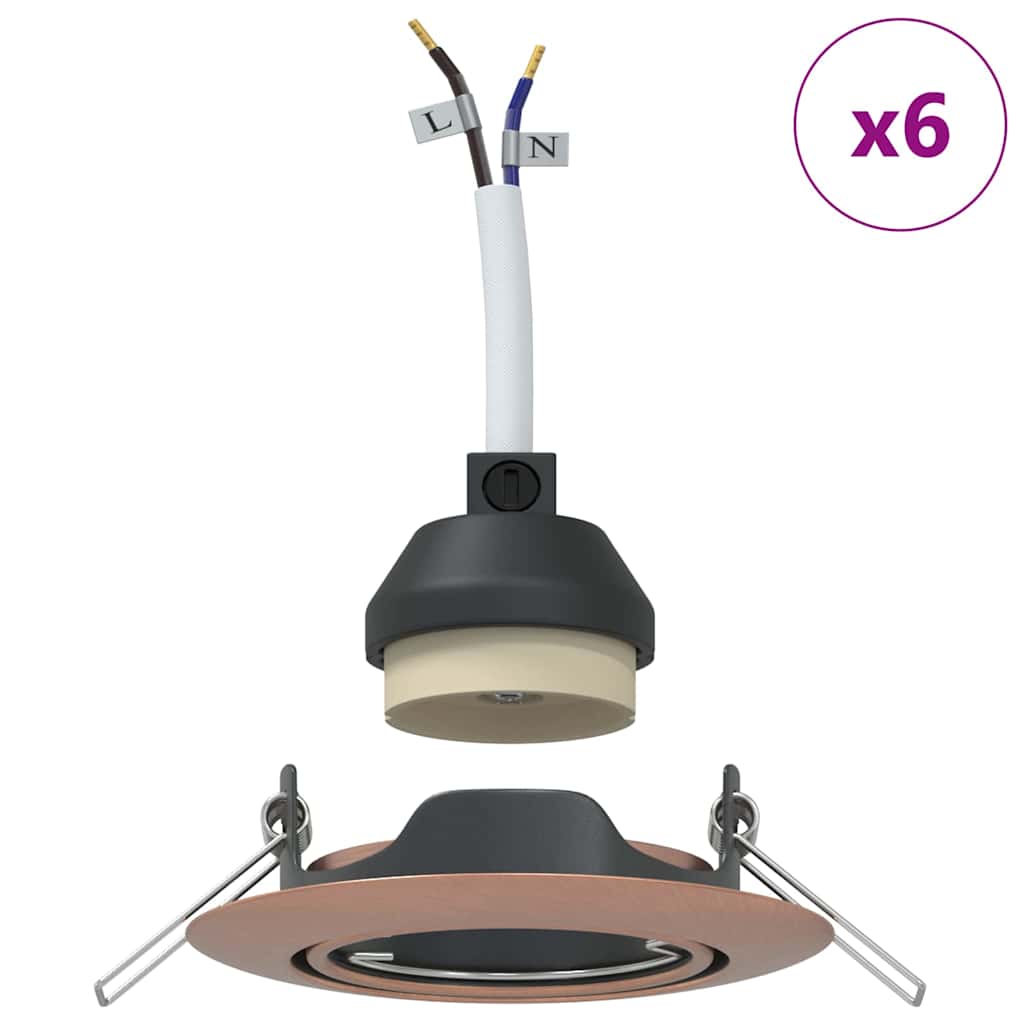 Spotlight 6 pcs Kobber 9 x 9 x 2.5 cm Metal