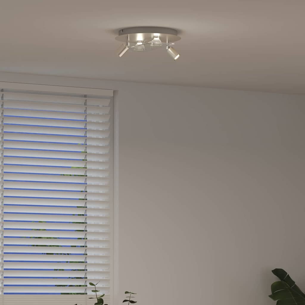 Loftsspot med spotlights Nikkel 29 x 29 x 11 cm Stål og Glas