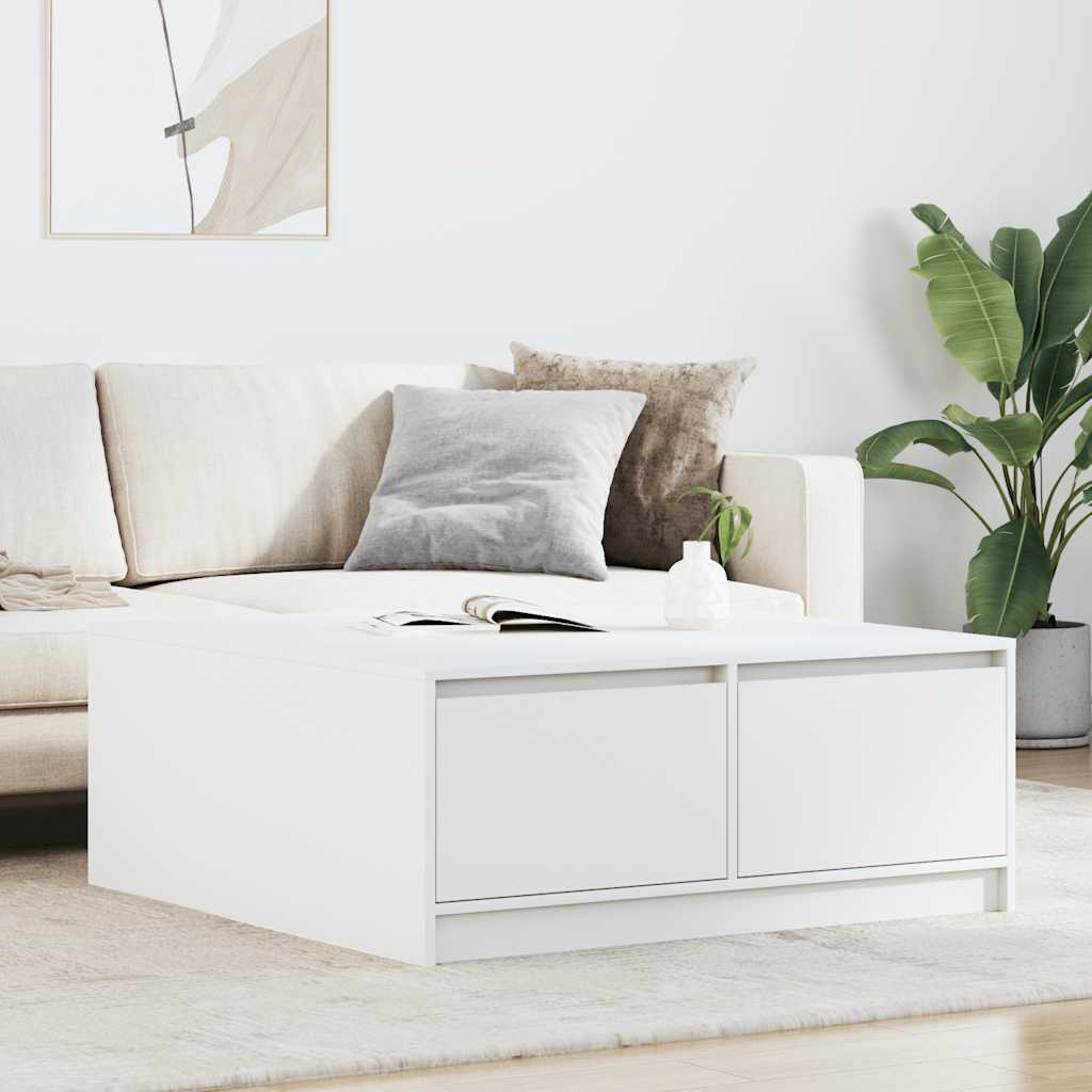 sofabord med skuffer 100x100x40 cm hvid