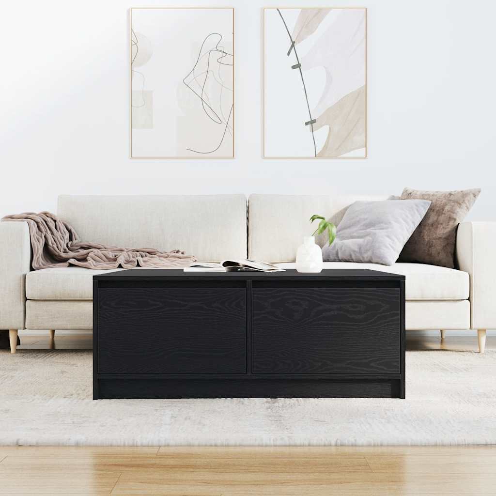 sofabord med skuffer 100x100x40 cm sort egetræsfarve