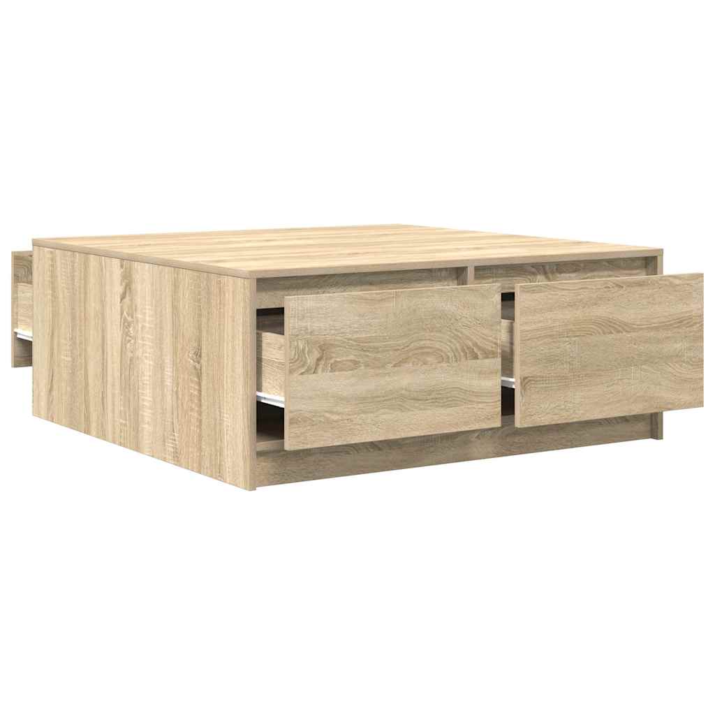 sofabord med skuffer 100x100x40 cm sonoma-eg