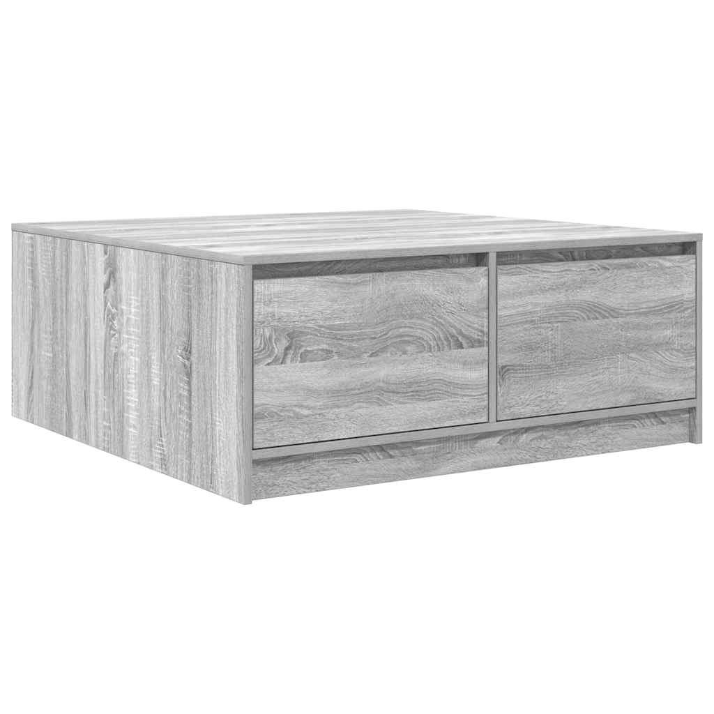 sofabord med skuffer 100x100x40 cm grå sonoma-eg
