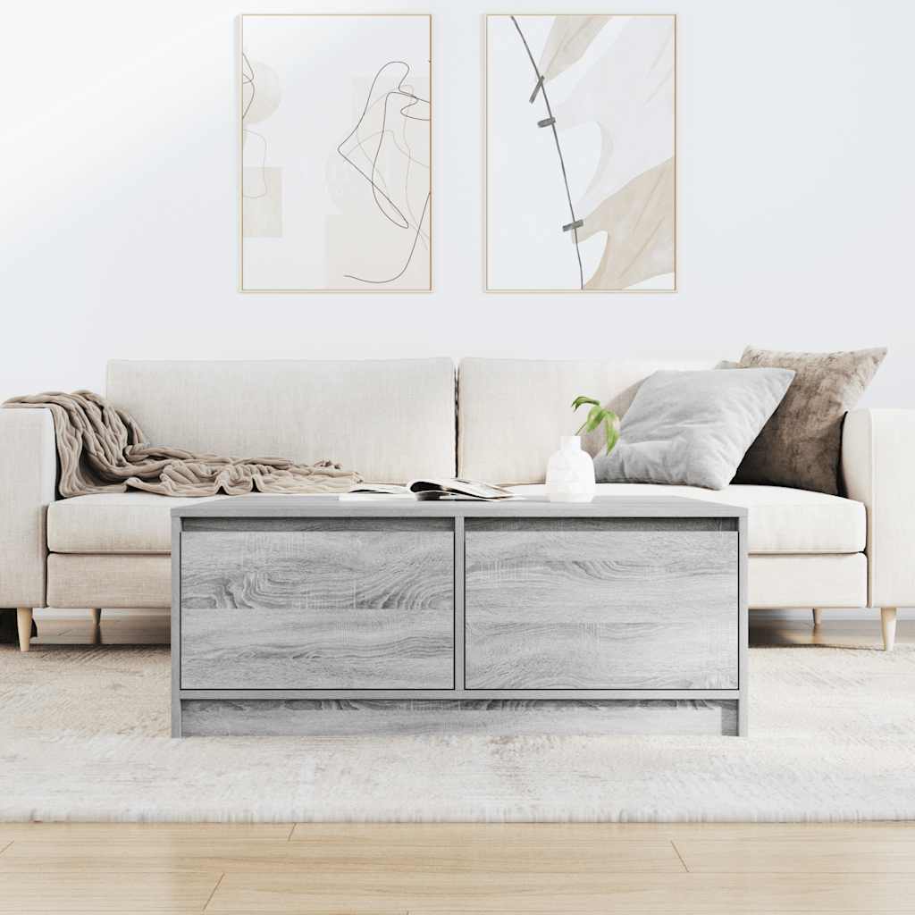 sofabord med skuffer 100x100x40 cm grå sonoma-eg