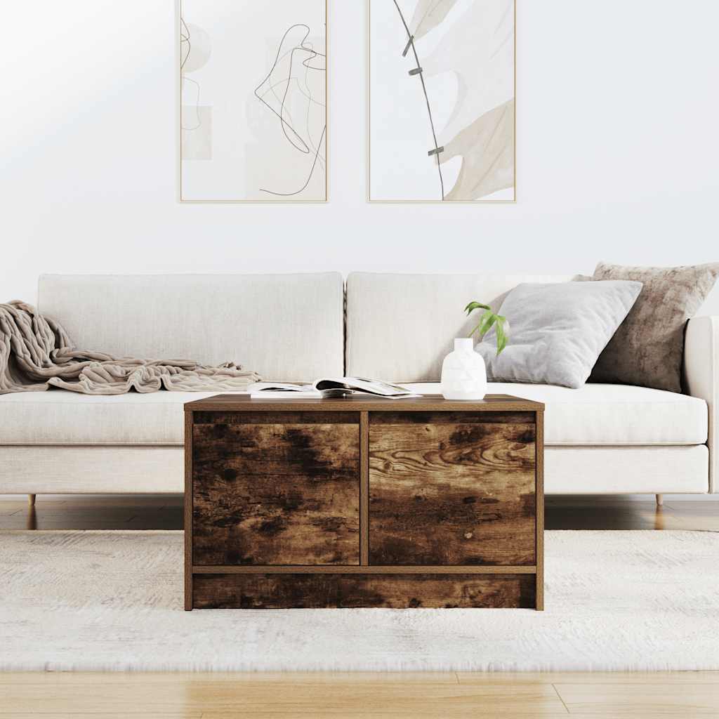 sofabord med skuffer 70,5x70x40 cm røget egetræsfarve