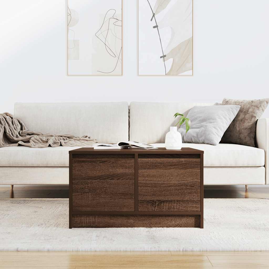 sofabord med skuffer 70,5x70x40 cm brun egetræsfarve