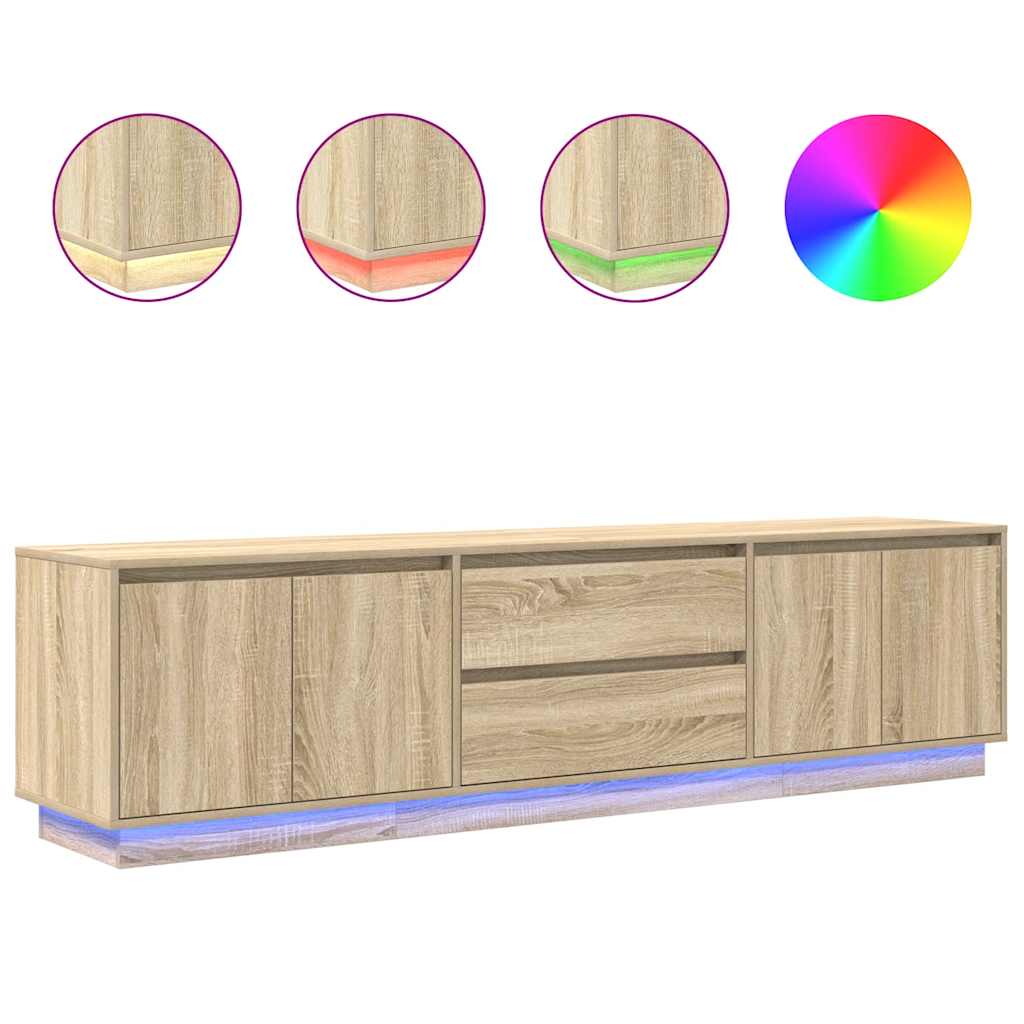 tv-bord med LED-lys 193,5x41x50 cm sonoma-eg