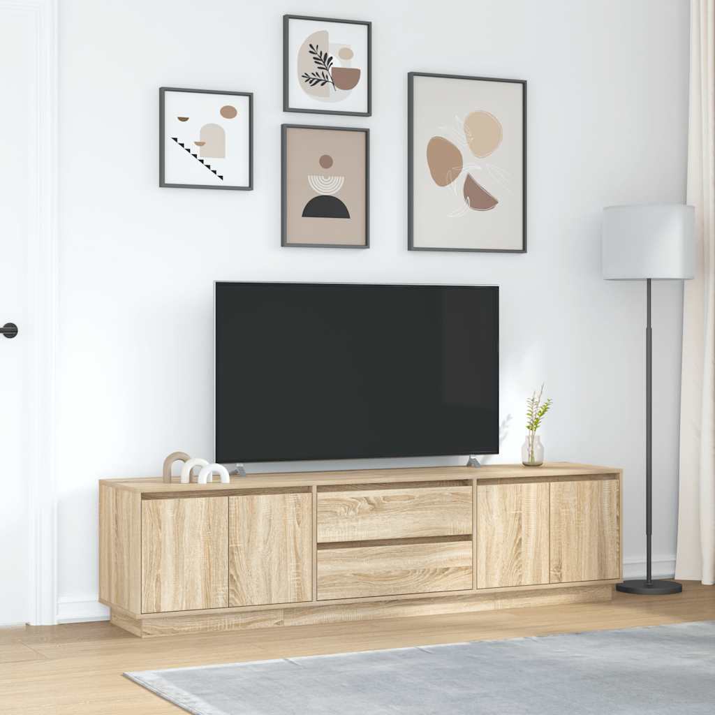 tv-bord med LED-lys 193,5x41x50 cm sonoma-eg