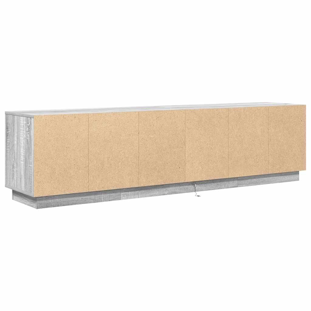 tv-bord med LED-lys 193,5x41x50 cm grå sonoma-eg