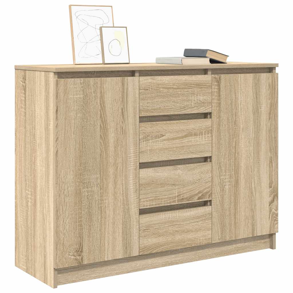 skænk med skuffer 100,5x35x76 cm konstrueret træ sonoma-eg