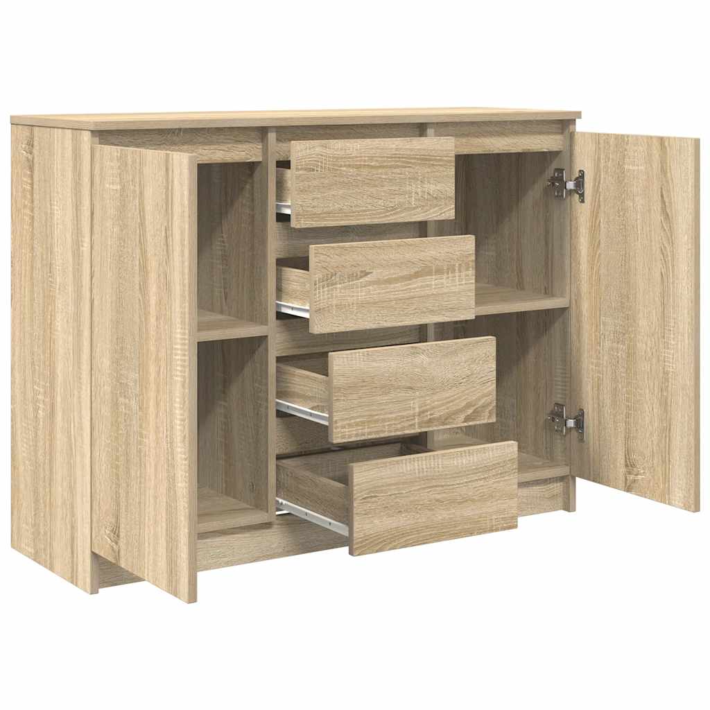 skænk med skuffer 100,5x35x76 cm konstrueret træ sonoma-eg