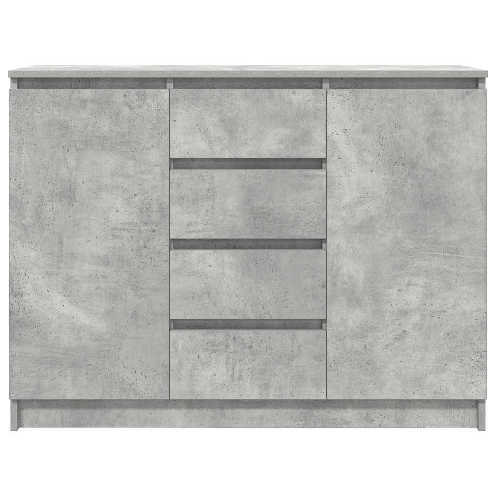 skænk med skuffer 100,5x35x76 cm konstrueret træ betongrå