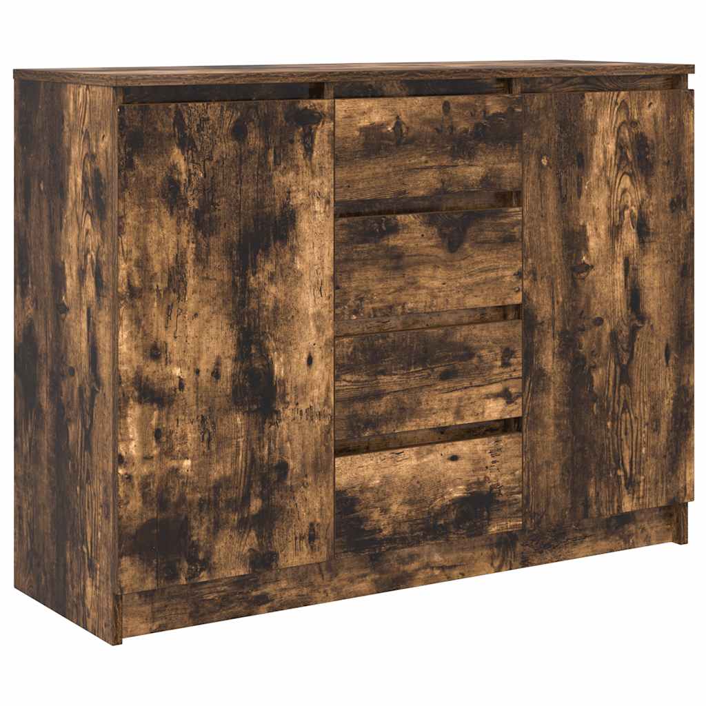 skænk med skuffer 100,5x35x76 cm konstrueret træ røget egetræ