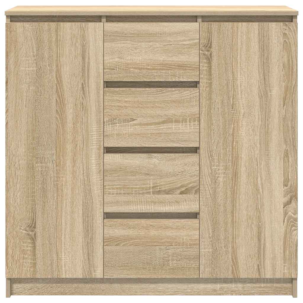 skænk med skuffer 100,5x35x98,5 cm konstrueret træ sonoma-eg